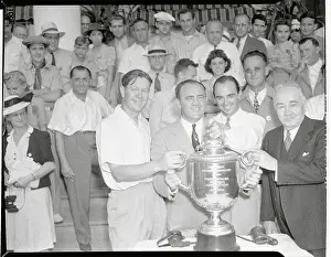 Hershey Prints: Byron Nelson Receiving Trophy with Onlookers