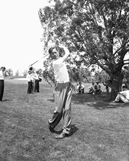 South Bend Prints: Byron Nelson Swinging Golf Club