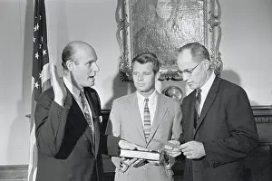 Byron R Prints: Byron White Swearing in Nicholas Katzenbach