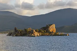 Mugla Province Prints: Byzantine fortress on an island in Lake Bafa
