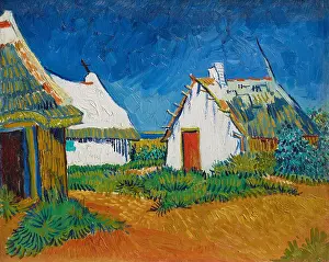 Van 1853 1890 Prints: Cabanes Blanches Aux Saintes-Maries (Three White Cottages In Saintes-Maries)