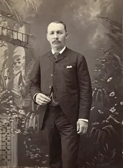 Time Captured: Vintage Art: Cabinet Card Portrait of Dapper Man in Pinstripe Suit, circa 1880s