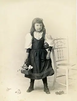 Time Captured: Vintage Art: Cabinet card portrait of girl holding ball and basket, 1880s