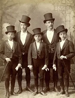 Time Captured: Vintage Art: Cabinet Card Portrait of Group Wearing Tuxedos for Formal Event