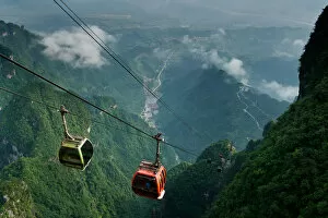 The cable cars to the top of MT. Tianmen