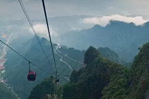 The cable cars to the top of MT. Tianmen, China
