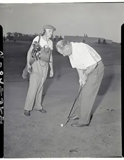 Bayside Prints: Caddie Stephen G. Schnell Golfing with Radio Set