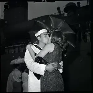 Cadet Prints: Cadet Kisses Girl Under Umbrella