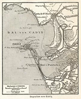 Images Dated 26th October 2018: Cadiz city map 1895