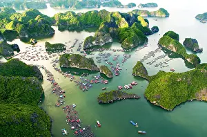 Culture Prints: Cai Beo floating village, Cat Ba Island from above