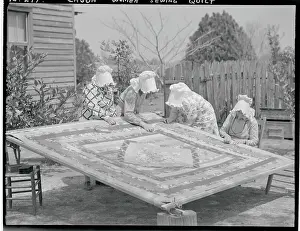Louisiana Prints: Four Cajun Woman Sewing Quilt