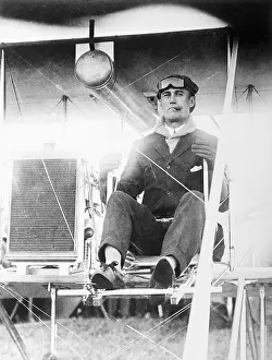 Brooklyn Prints: Calbraith Rogers Sitting in Early Model Airplane