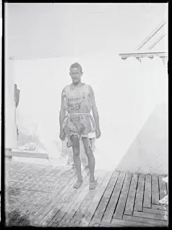 Caleb Bragg Wearing Burlap Sack