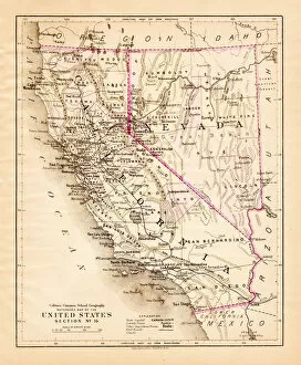 Images Dated 21st February 2017: California Nevada map 1881