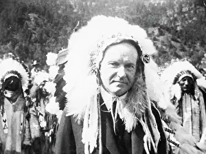 Calvin Coolidge Wearing War Bonnet