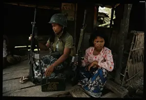Defense Prints: Cambodian Women with Military Rifles