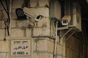 Jerusalem Prints: Camera surveillance with street names in the Christian Quarter in the Old City