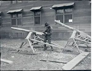 Camp Lewis Cadet Manipulating Wooden Gun
