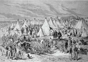 The Camp of Saint Maur, Camp of the Guards and the Military Police of the French Army, 1869, France, Historic, digitally restored reproduction of an original 19th century painting, exact original date unknown