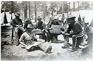 Camp Prints: Camp Scene Where Solidiers Read Newspape