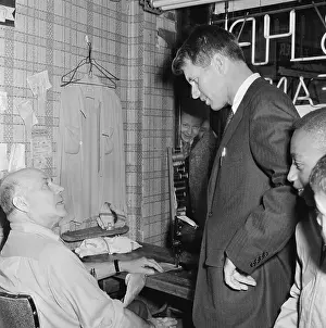 Sewing Machine Prints: Campaign Manager Robert F. Kennedy Talking With Tailor About Election