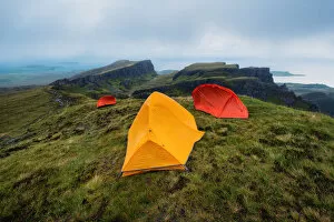 Images Dated 28th August 2015: Camping at the top of Quiraing, Isle of Skye