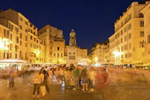 Large Group Of People Gallery: Campo de Fiori with the statue of Giordano Bruno, at night, Rome, Lazio, Italy