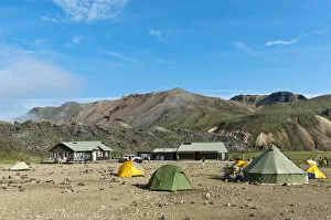 Campsite, Landmannalaugar, Rangarping ytra, Iceland, Scandinavia