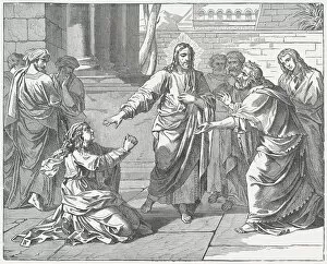 Canaanite Womans Faith (Matthew 15), wood engraving, published in 1877