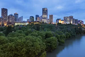 Images Dated 8th June 2014: Canada, Alberta, Edmonton, Cityscape with trees and river