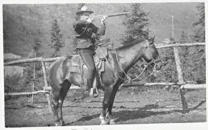 Canadian Mounted Policeman Aiming His Rifle