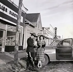 Confrontation Prints: Canadian Mountie Writing Ticket for Motorist