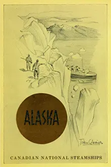 Prints of CANADA - 1938: A menu for Canadian National Steamships reads 'Alaska Canadian National Steamships' from 1938 in CANADA. (Photo by Jim Heimann Collection/Getty Images) A Visual Journey Through Jim Heimann’s Collage Illustrations—Celebrating the Art of Vintage Ephemera and Pop History: Canadian National Steamships