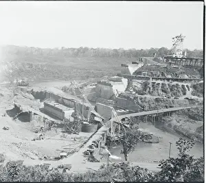 Canal Zone Prints: Canal Maintenance Workers Painting Locks