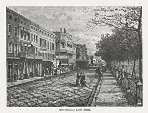 Images Dated 7th March 2016: Canal Street in New Orleans, wood engraving, published in 1880