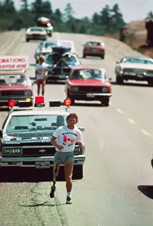Cancer Prints: Cancer Victim Terry Fox Running on the Highway