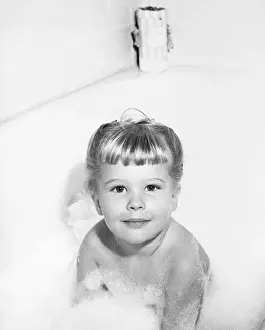 Candice Bergen at Age Three Taking Bubble Bath