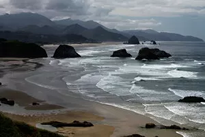Rocks Gallery: Cannon Beach, view from Ecola State Park, Oregon, USA