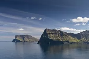 Cape Enniberg and the island of Vidoy, Kunoy, Norooyar, Faroe Islands, Denmark