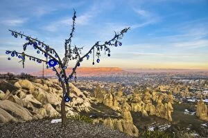 Images Dated 20th January 2015: Cappadocia sunset with an evil eye tree