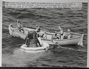 Walter M Prints: Capsule with Walter Schirra Being Picked Up