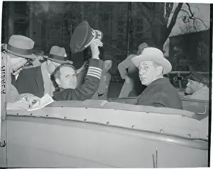 Vincent R Prints: Captain Carlsen and Mayor Impellitteri with Press