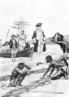 Tasmania Prints: Captain Cook Landing At Van Diemen'S
