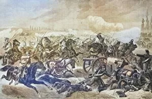 Battles & Wars Collection: Capture of a French battery by the 7th Prussian Cuerassier Regiment at Mars-la-Tour