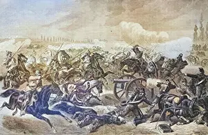 Battles And War Prints: Capture of a French battery by the 7th Prussian Cuerassier Regiment at Mars-la-Tour