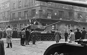 Budapest Prints: Captured Soviet Tank in Budapest During Hungarian Revolution