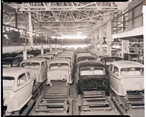 Assembly Line Prints: Car Bodies on Still Assembly Line During Strike