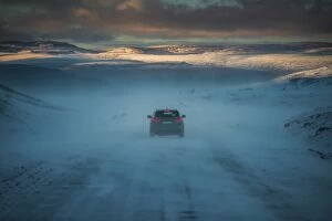 Images Dated 29th October 2013: a car drive through Iceland snow breeze