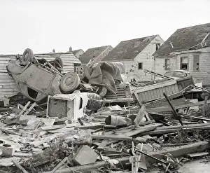 Rubble Prints: Car, Garage After A Tornado Ripped Thru