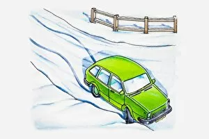 Images Dated 5th February 2008: Car stuck on snow-covered road